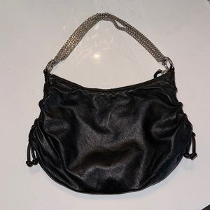 Black leather Banana Republic handbag with 3 chain strap